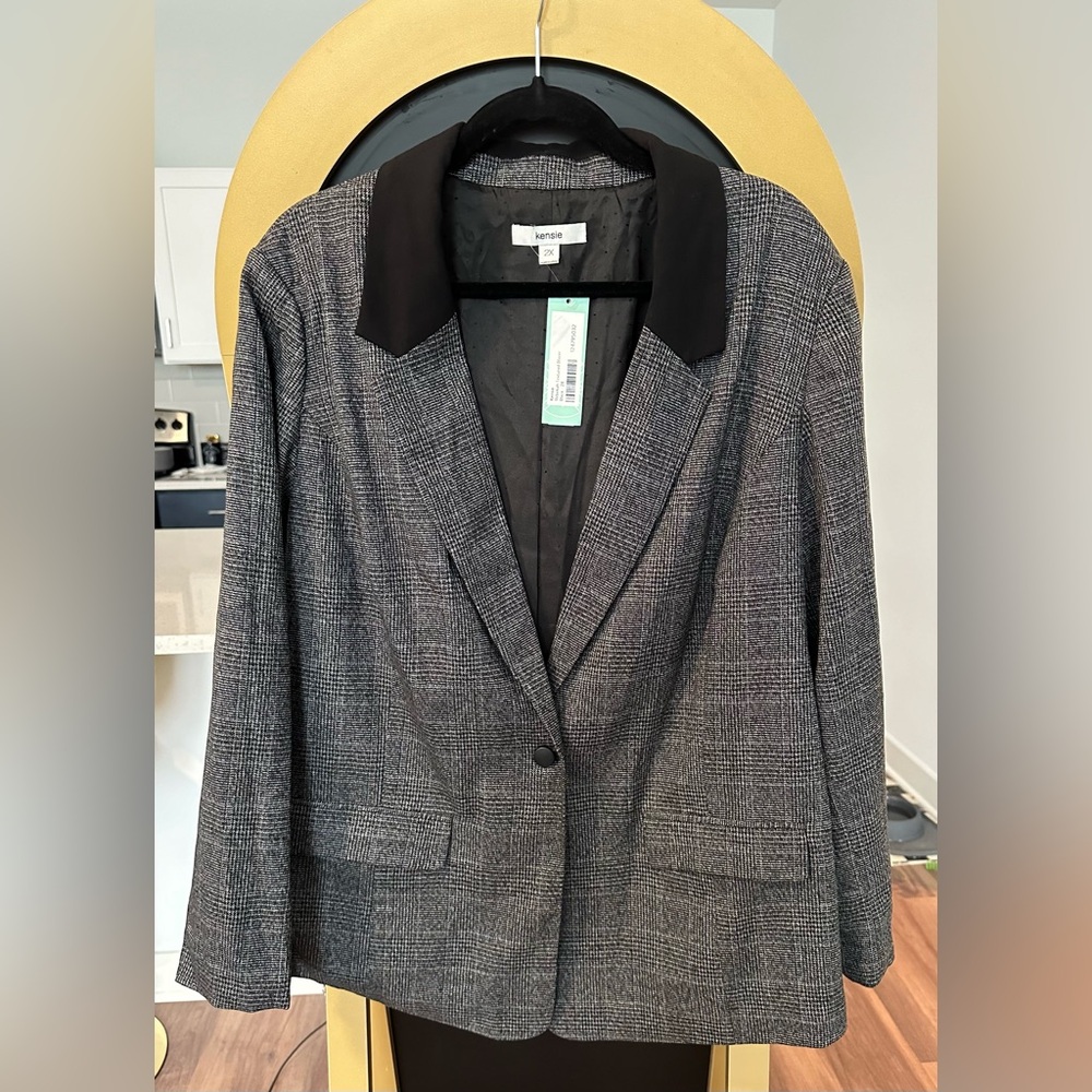 Kensie Rebekah Textured Blazer - Black/Gray